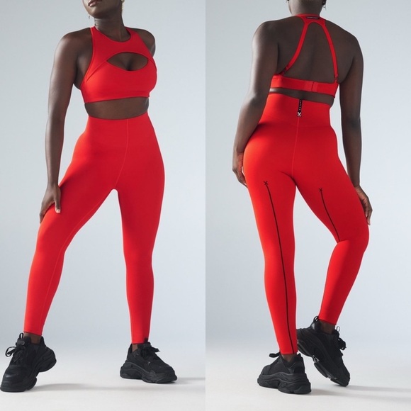 Savage X Fenty Rihanna Hotline High-Waist Legging Sz S Engine Red/Black Workout - Picture 1 of 11